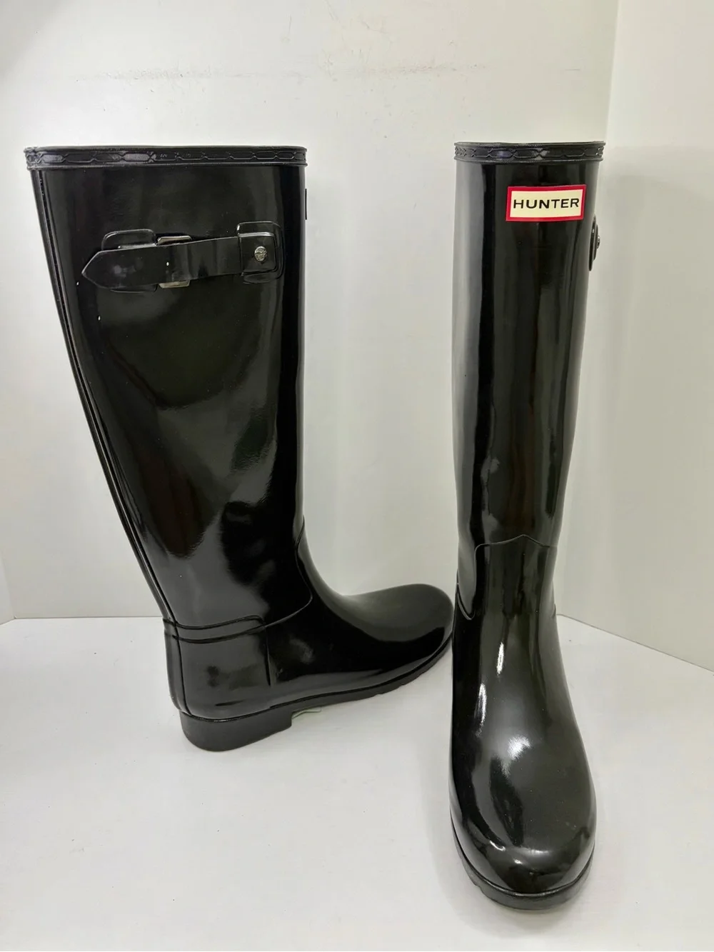 Hunter Women's Original Tall Gloss Rain Boots Black Size 7